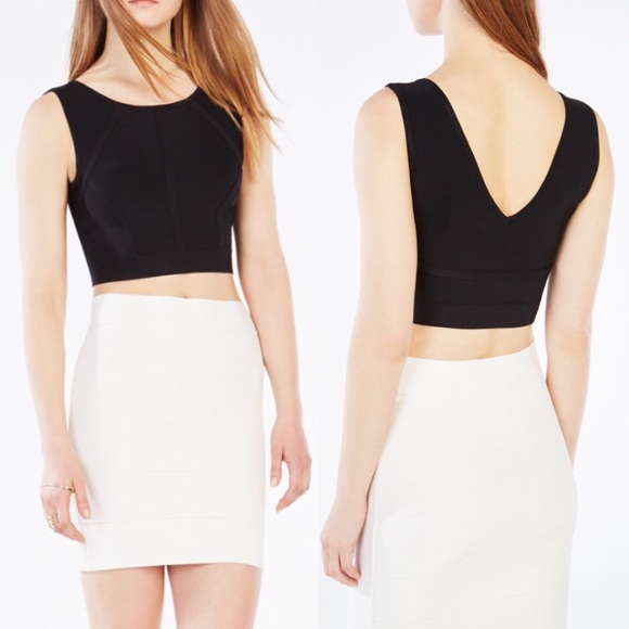 bcbg white crop top